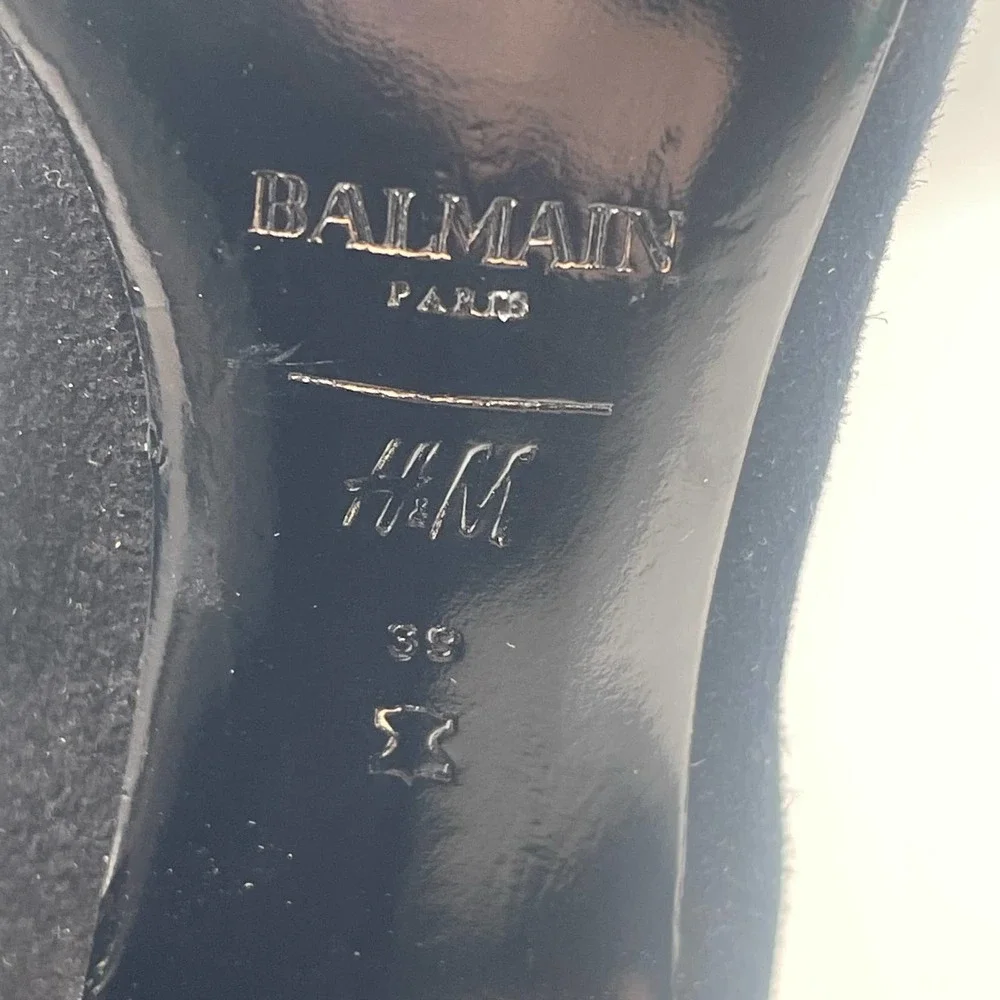 Balmain x H&M Peep-Toe Crystal Beaded Heel Boots Sz Eu 39 / US 8 - Picture 10 of 16